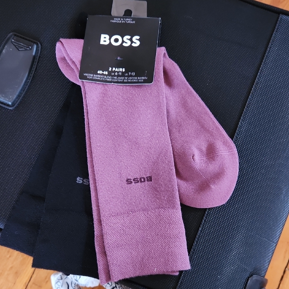 Boss Black and Purple Dress Socks Premium Comfort